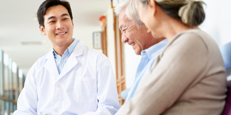 doctor talking to patients