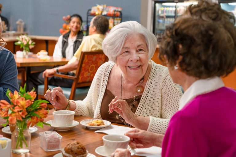 people eating at tables