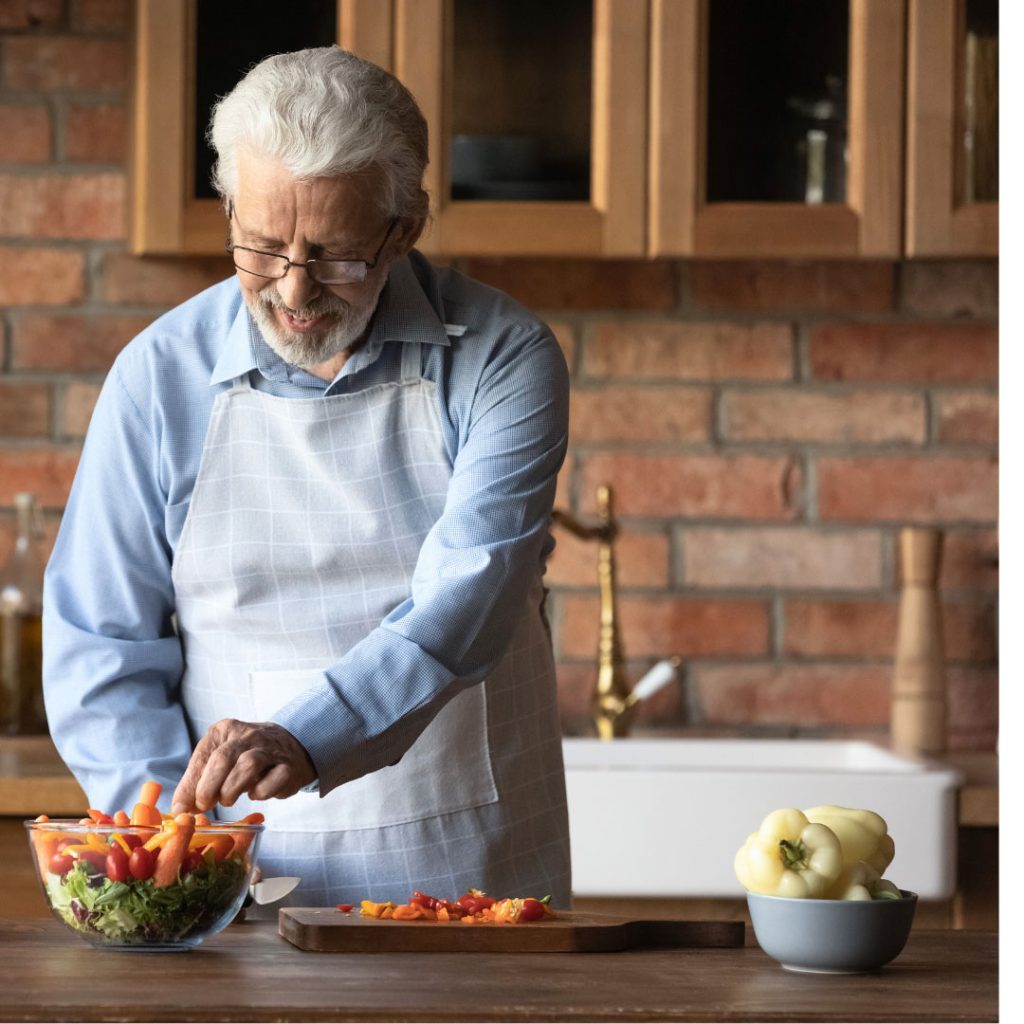 man making salad