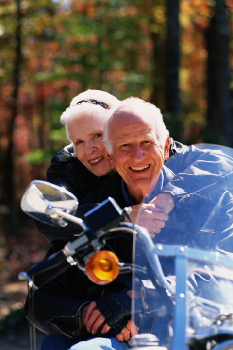 couple on motorcycle