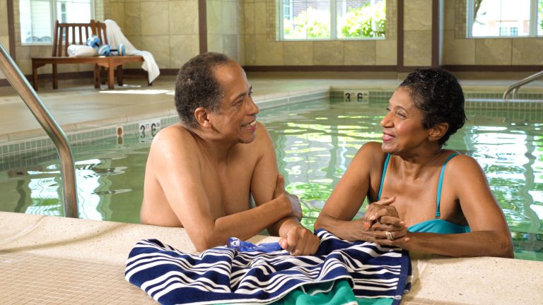 Couple in swimming pool