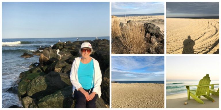 beach & sand collage of smiling woman