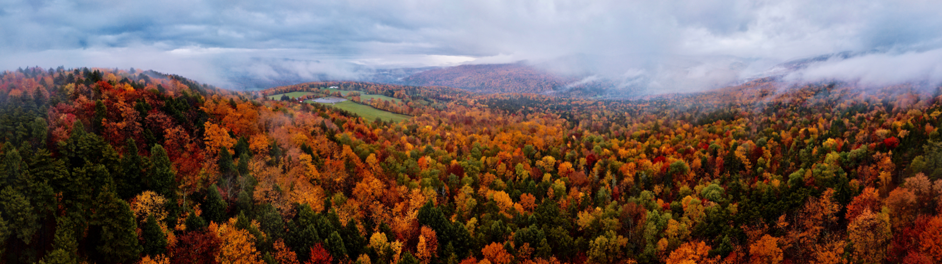 Overhead view of the surrounding countryside