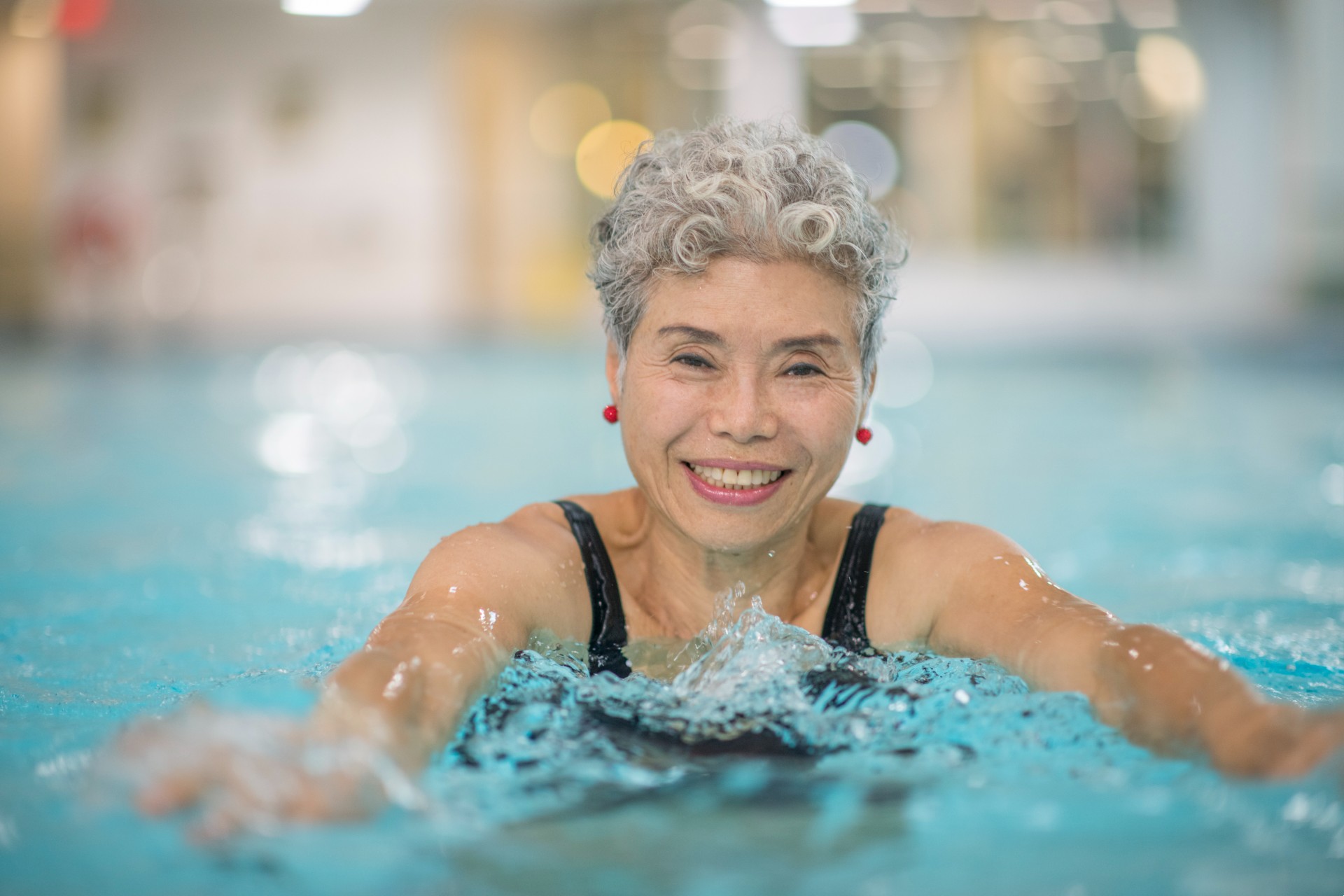 senior woman swimming