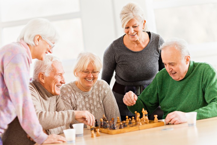 seniors playing chess together