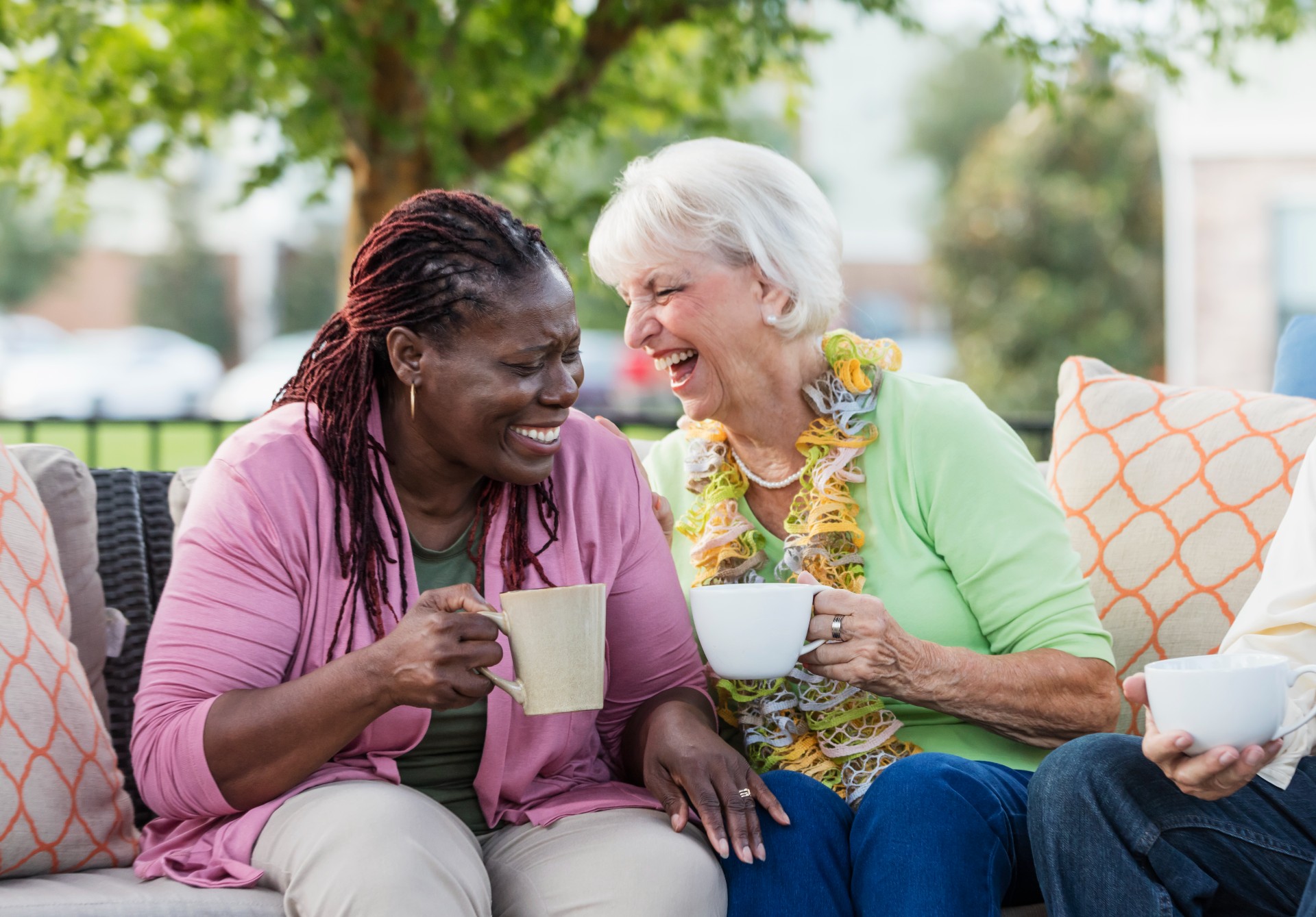 senior women having coffee together